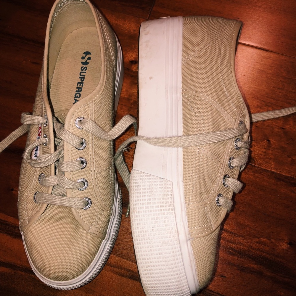 Superga Brown/Tan Platform Sneakers
